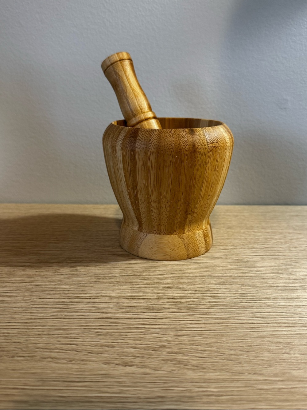 Bamboo Mortar and Pestle - Natural Wood